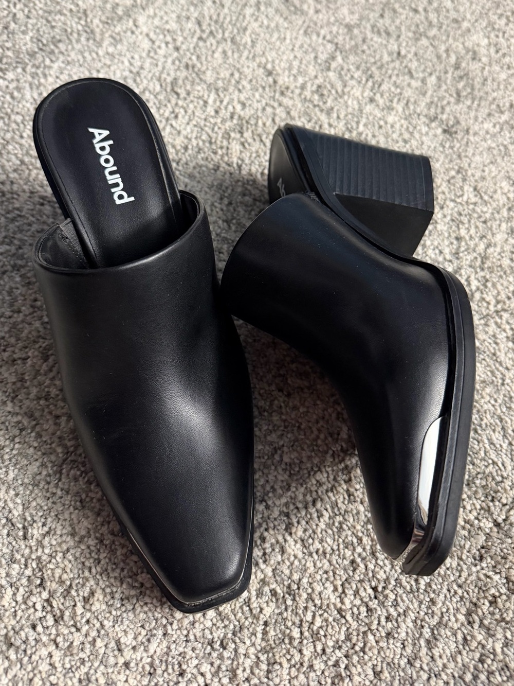 Abound Black Slip-On Square Toe Mule Heels